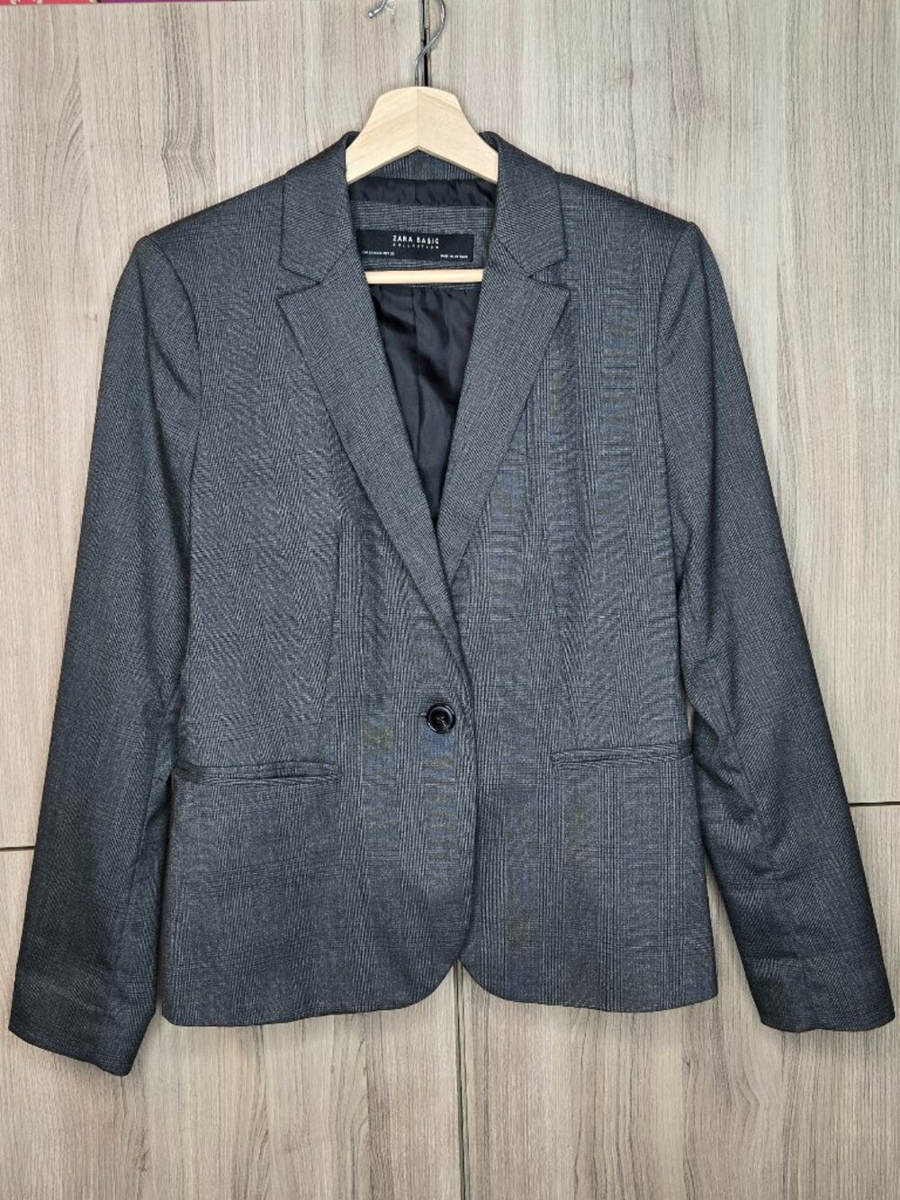 Zara Glen Check Blazer Jacket Womens Grey Plaid Formal Office Business 6